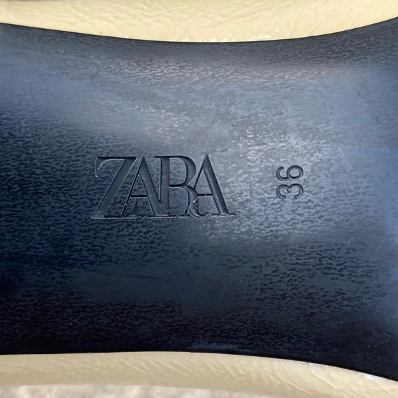 ZARA Ivory Cream Patent Leather Mid Calf Chelsea Boots Size 6 - Picture 8 of 8